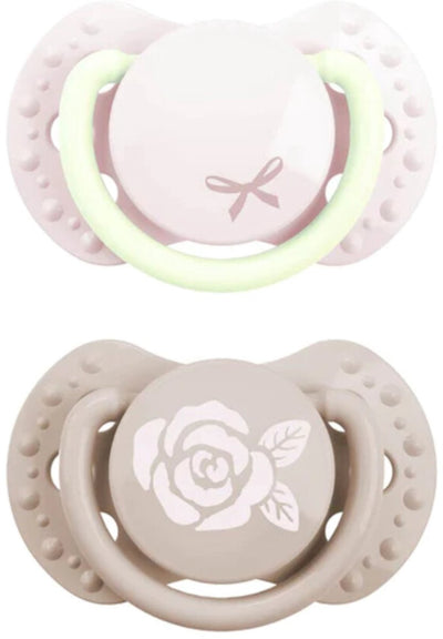 Ciuccio Difrax lovi dinamico - elegante - neonato - rosa chiaro che si illumina al buio - 2 pezzi