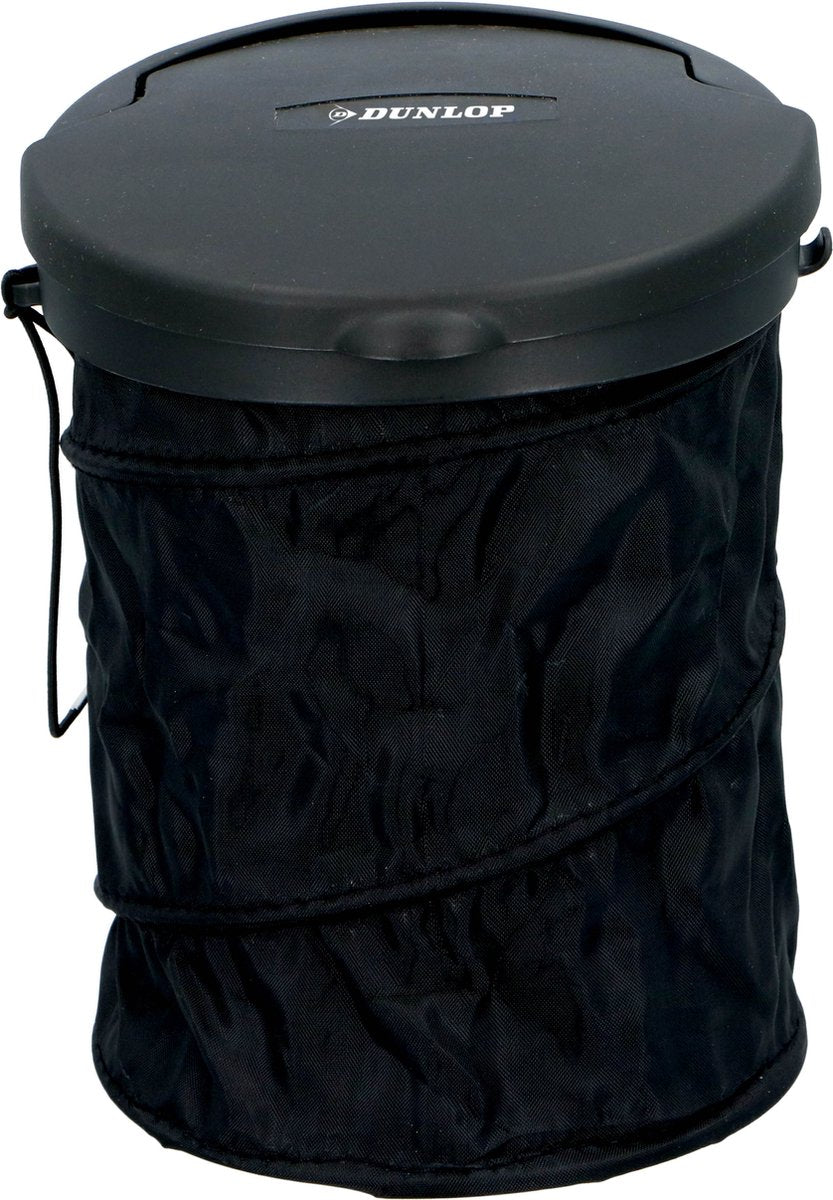 Cubo de basura para coche Dunlop - plegable - ø 16 cm - con tapa - para el salpicadero o en el suelo