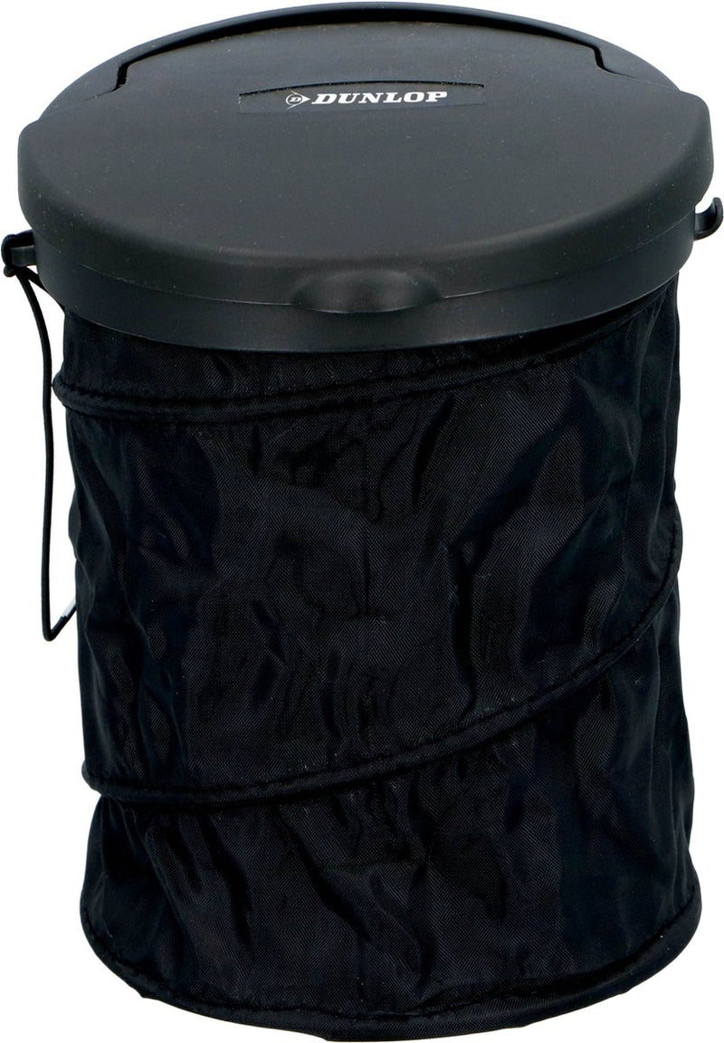 Pattumiera per rifiuti auto Dunlop - pieghevole - ø 16 cm - con coperchio - da cruscotto o da pavimento