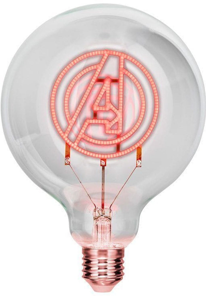 Paladone Marvel Avengers Bombilla LED decorativa de neón E27 con rosca - Apto para cualquier bombilla compatible con Edison, regalo coleccionable de superhéroes con licencia oficial para dormitorios y hogares -