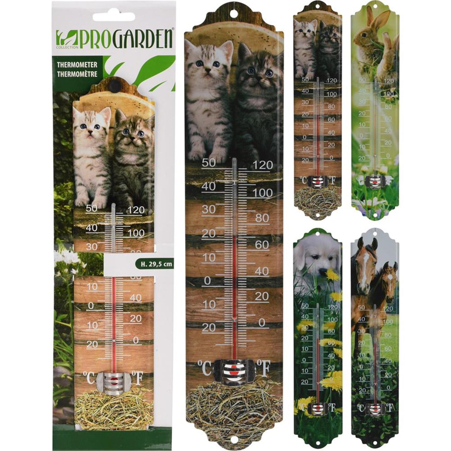 Termómetro de jardín profesional con imagen de animales 29,5 cm