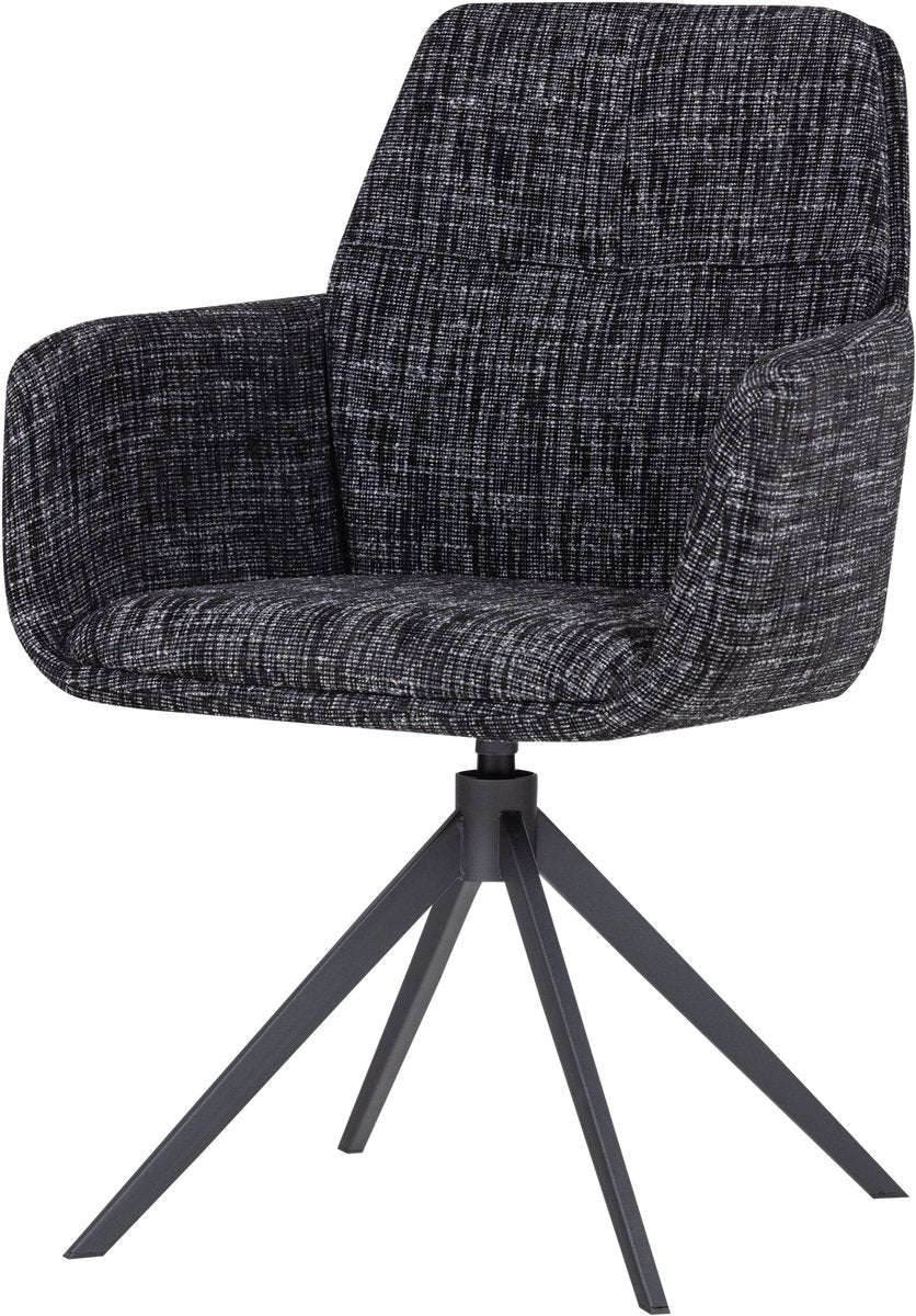 Woood grant eetkamerstoel met armleuning - melange - zwart - 88x61x63