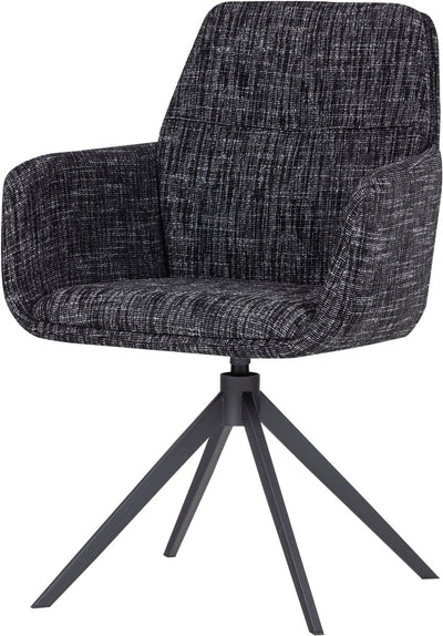 Woood grant eetkamerstoel met armleuning - melange - zwart - 88x61x63