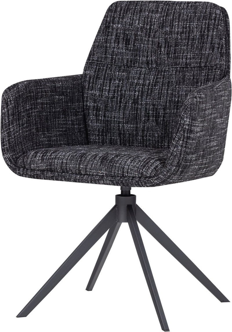 Woood grant eetkamerstoel met armleuning - melange - zwart - 88x61x63