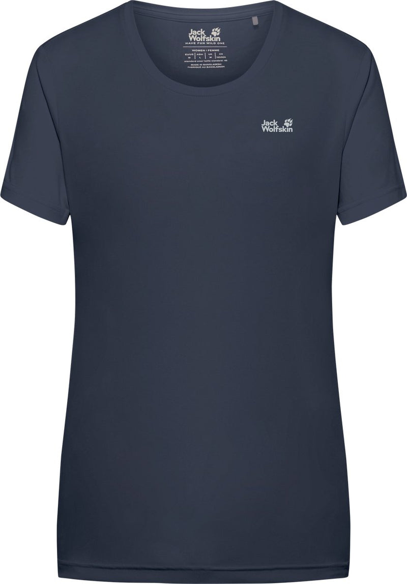 Jack wolfskin tech camiseta mujer - manga corta mujer - cielo de medianoche