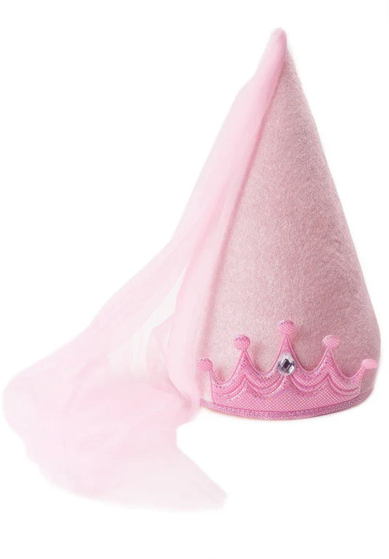 Piccole avventure - cappello a cono da principessa rosa - cappello in velluto con velo