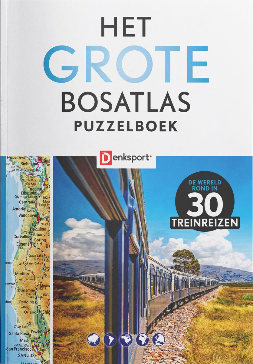 Denksport - het grote bosatlas puzzelboek - treinreizen