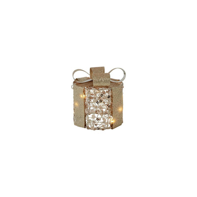 Campo di campagna Campo di campagna Regalo di Natale con 10 luci a LED Pippa metallo dorato ø10x11cm con timer, 2xaa