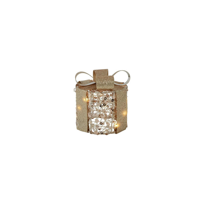 Campo di campagna Campo di campagna Regalo di Natale con 10 luci a LED Pippa metallo dorato ø10x11cm con timer, 2xaa