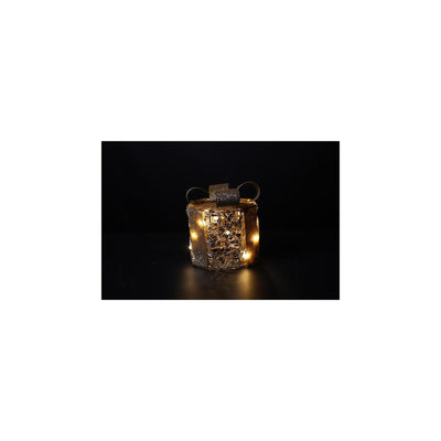 Campo di campagna Campo di campagna Regalo di Natale con 10 luci a LED Pippa metallo dorato ø10x11cm con timer, 2xaa