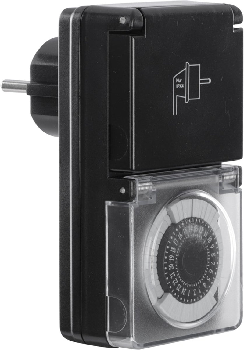 Orologio Q-link - con terra - ip44 - cavaliere fisso - 30 minuti - nero