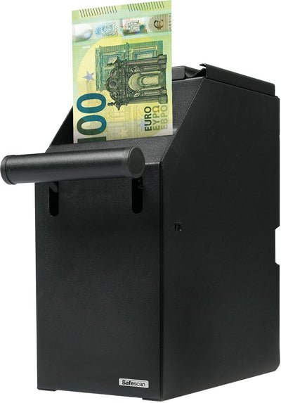 Caja fuerte para POS Safescan 4100 negra que almacena sus billetes de forma segura; almacena hasta 300 billetes de forma segura y discreta debajo del mostrador; se puede montar fácilmente cerca de su cajón de dinero