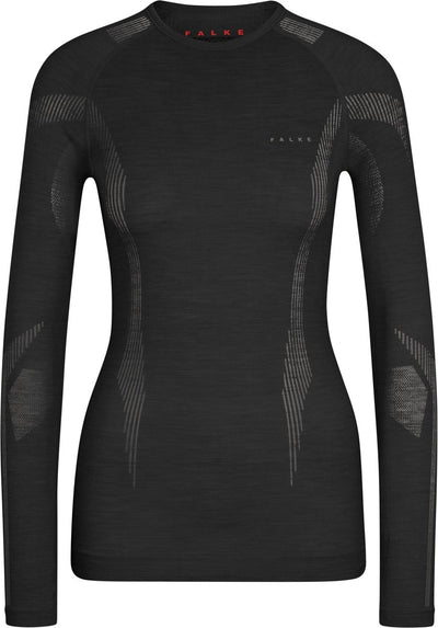 Falke Wool-Tech Longsleeve Camicia funzionale a maniche lunghe in lana ad asciugatura rapida da donna nera - taglia L