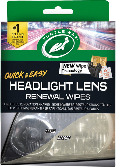 Toallitas de renovación de lentes de faros con cera de tortuga: eliminan la oxidación, el color amarillento y la neblina, en solo dos sencillos pasos, mejor visibilidad