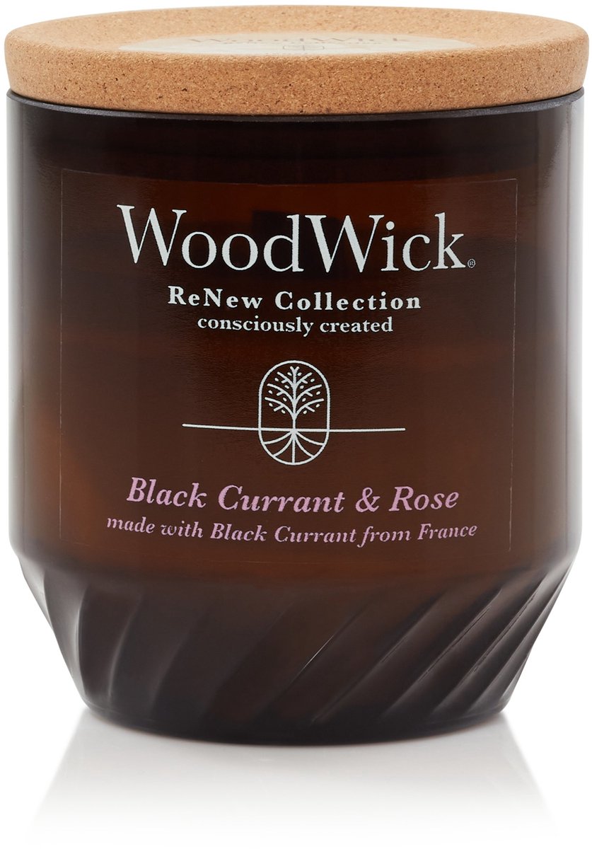 Woodwick renew medium geurkaars - black currant rose - 55 branduren