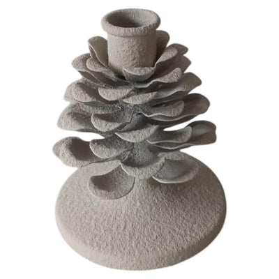 Mansion atmosphere candlestick pinecone white 9.5x9.5x11.5cm