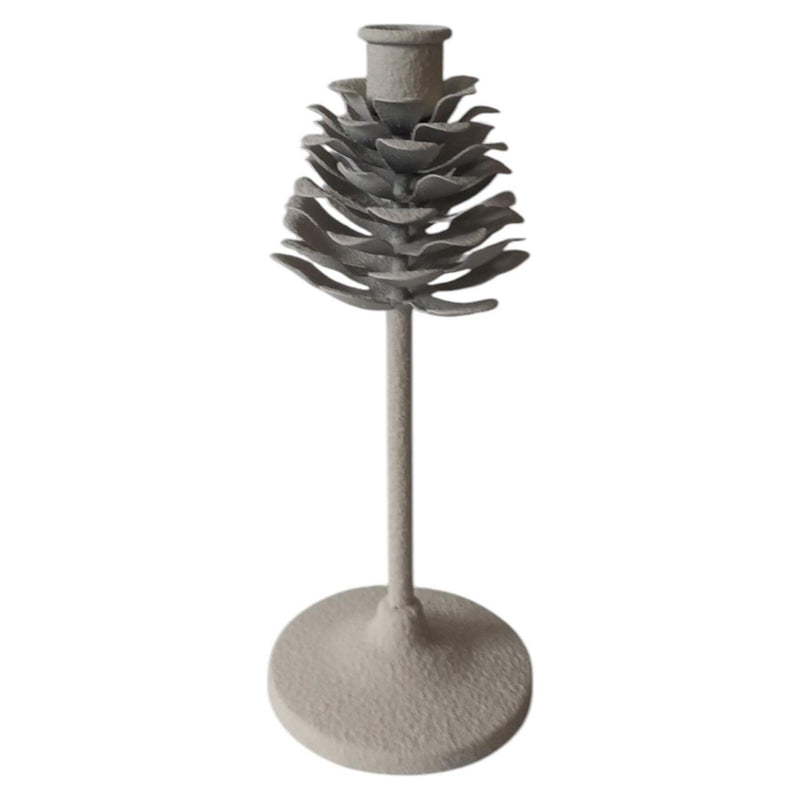 Pigna candelabro atmosfera signorile su base bianca h22,5cm
