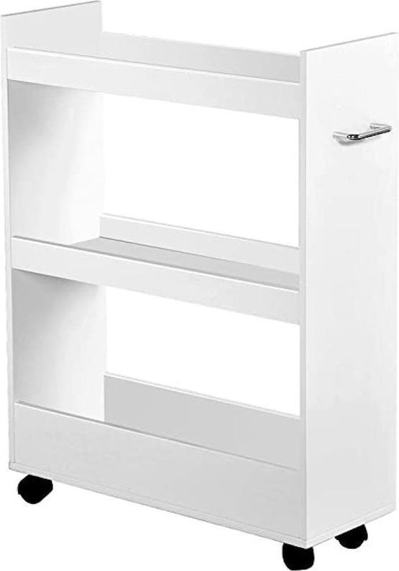 Carro de cocina estrecho Kesper | mueble de cocina móvil que ahorra espacio | mueble de servicio con ruedas para la cocina | para almacenar, por ejemplo: hierbas, vinagre, aceite, tarros, tazas, etc. | Tamaño 22x79x60cm. | color: blanco
