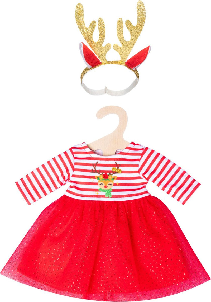Vestido navideño de Heless con banda de cabello Rendier, talla 28-35 cm