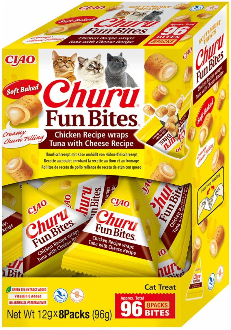 Inaba churu fun bocconcini involtini di pollo - snack per gatti - formaggio al tonno 12x8 g