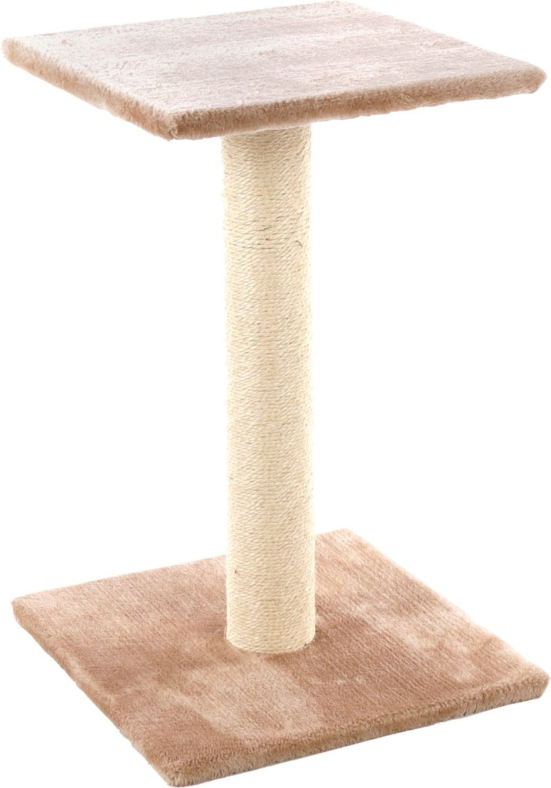 Tiragraffi Flamingo – scolette beige ecru – 38×38×60 cm – tiragraffi in sisal – con piattaforma sdraiata – morbido peluche – per gatti
