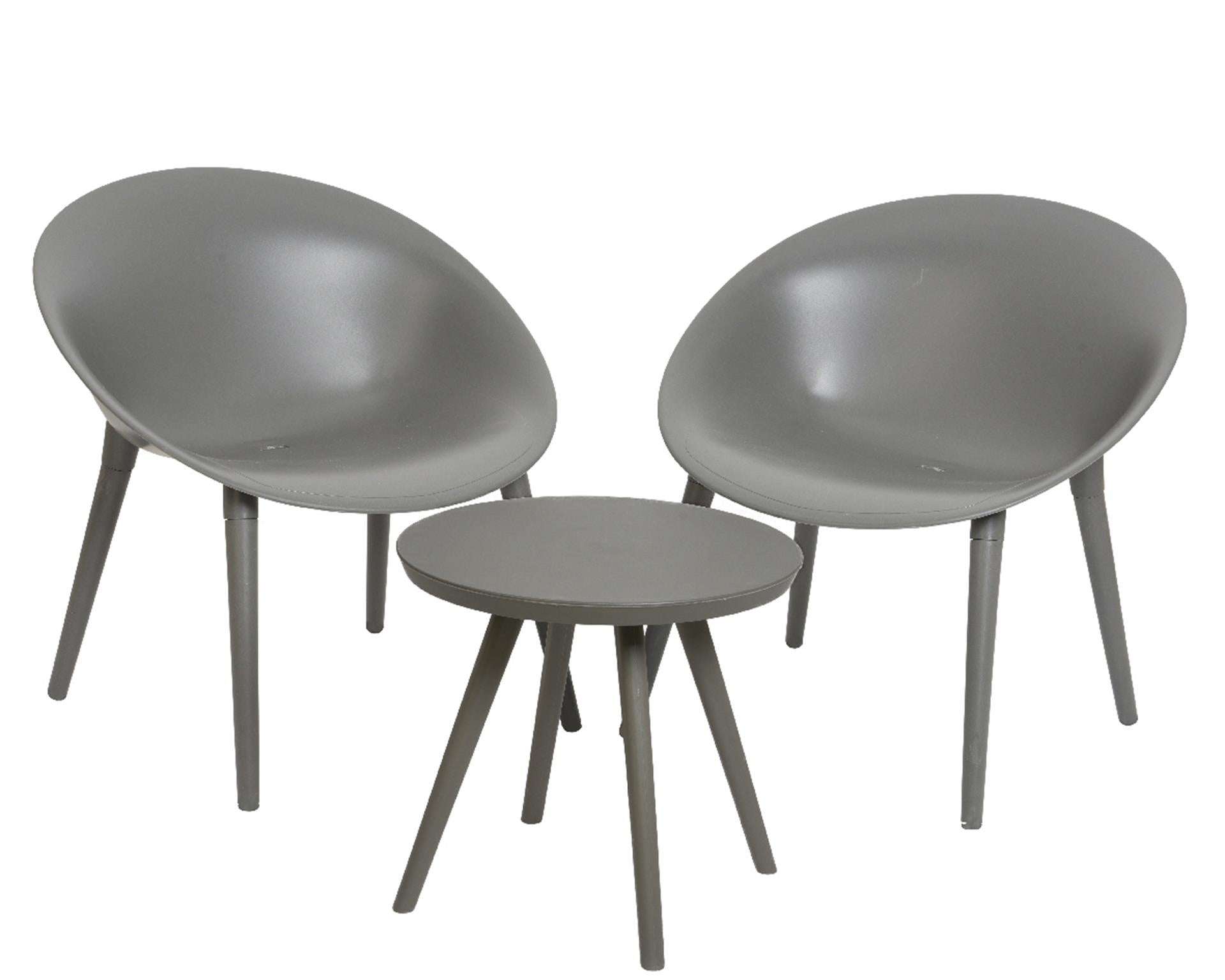 Set da giardino Decoris marbella plastica antracite. 2 sedie e 1 tavolo.