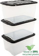 Iris topbox opbergbox half te openen deksel - 45l - kunststof - transparant zwart - set van 3
