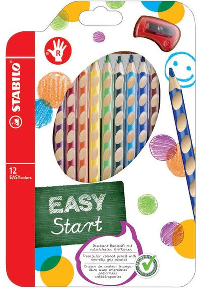 Lápices de colores Stabilo 331 easycolors diestros incluido sacapuntas estuche surtido de 12 piezas