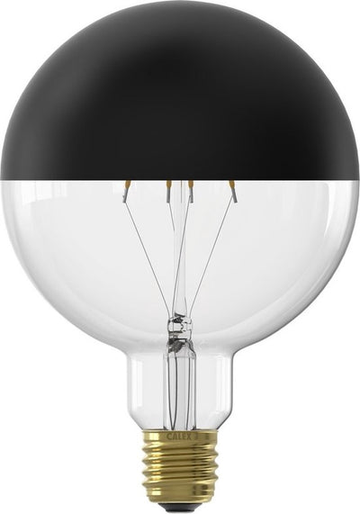 Calex g125 kopspiegel zwart - e27 led lamp - filament lichtbron dimbaar - 4w - warm wit licht