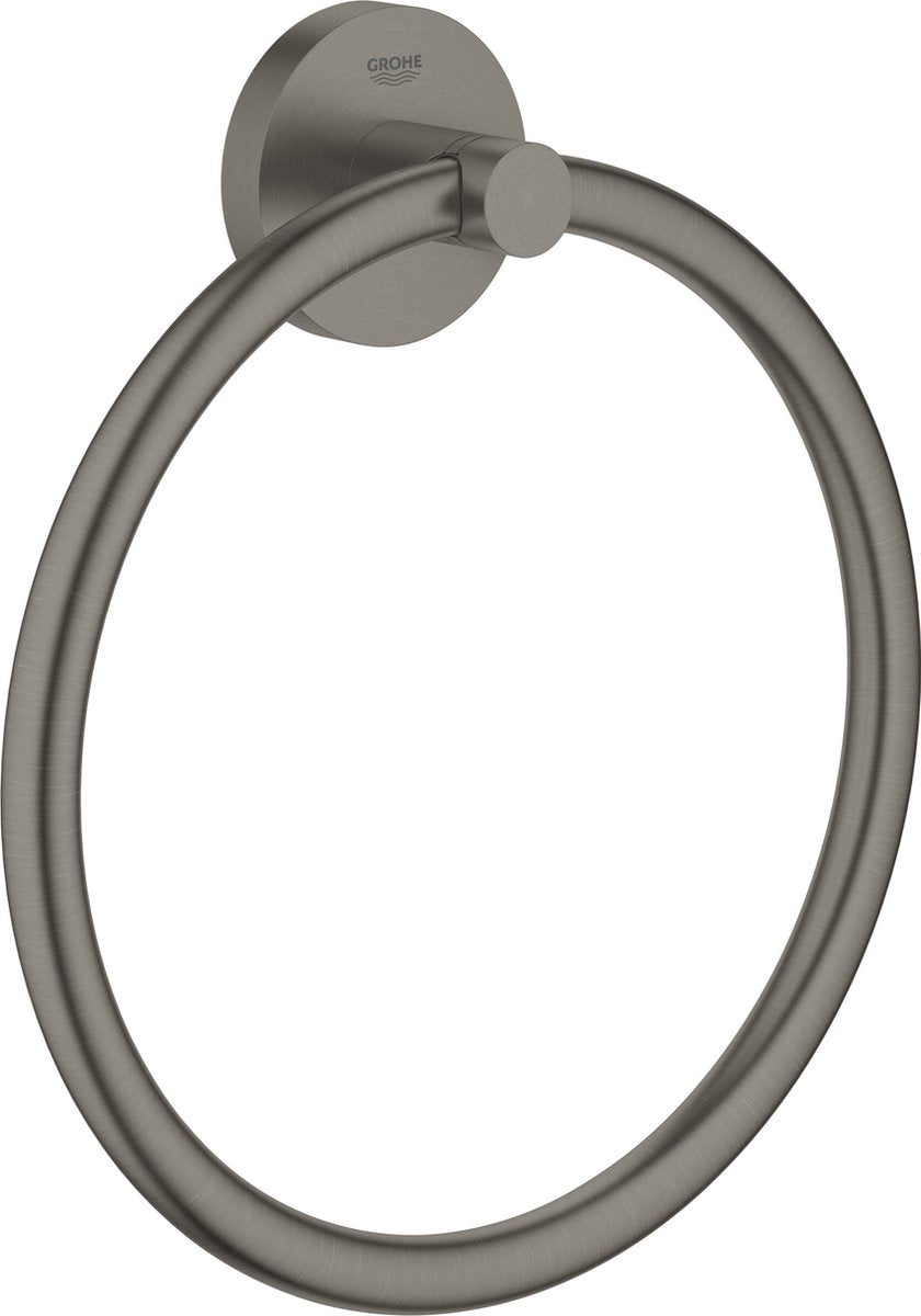 Grohe essentials handdoekring - hard graphite geborsteld (mat antraciet) - ø 18 cm