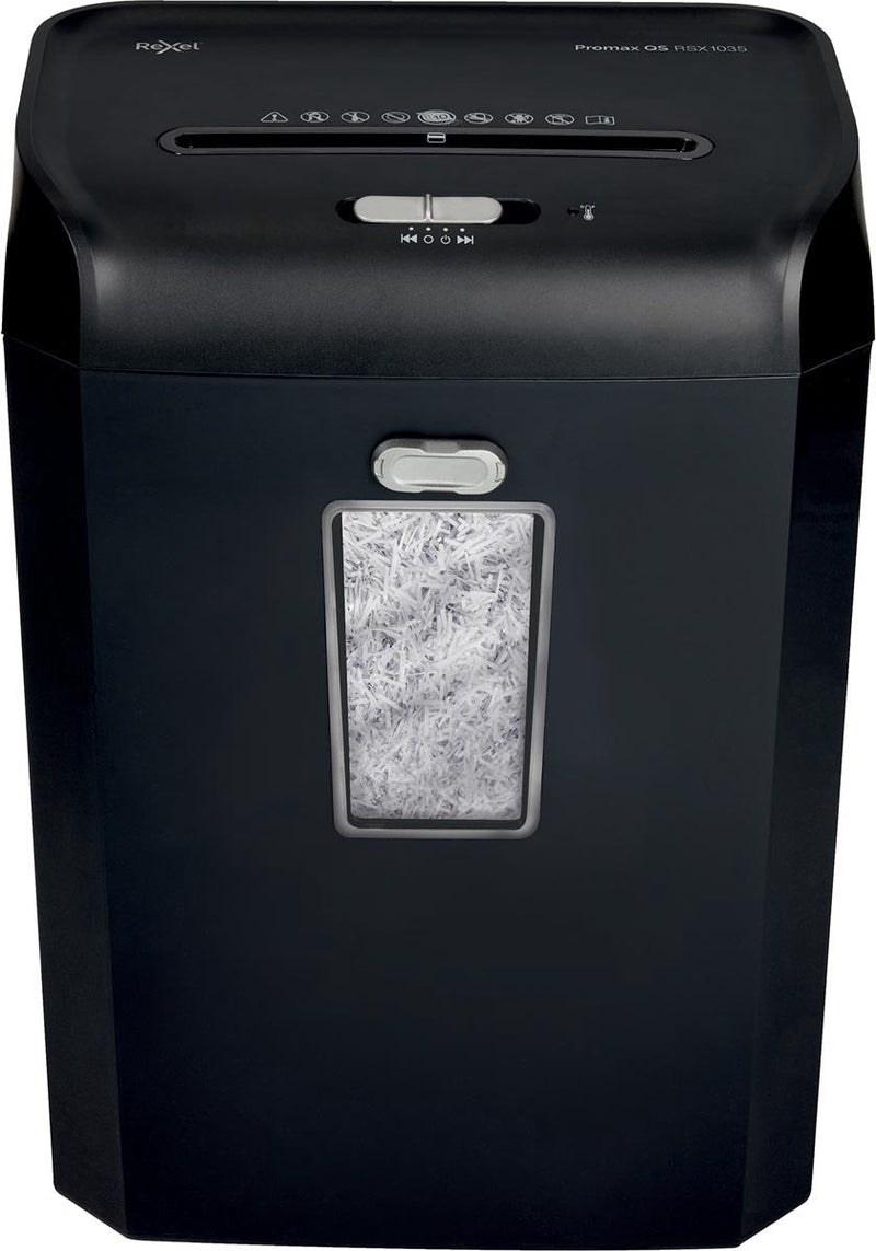 Distruggidocumenti Rexel promax qs rsx1035 - distruggi p4 - fino a 10 fogli - 35 l - nero