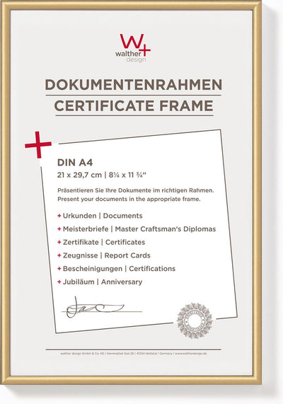 Walther nuovo stile di vita - cornice in plastica - formato foto 21x29,7 cm (din A4) - oro