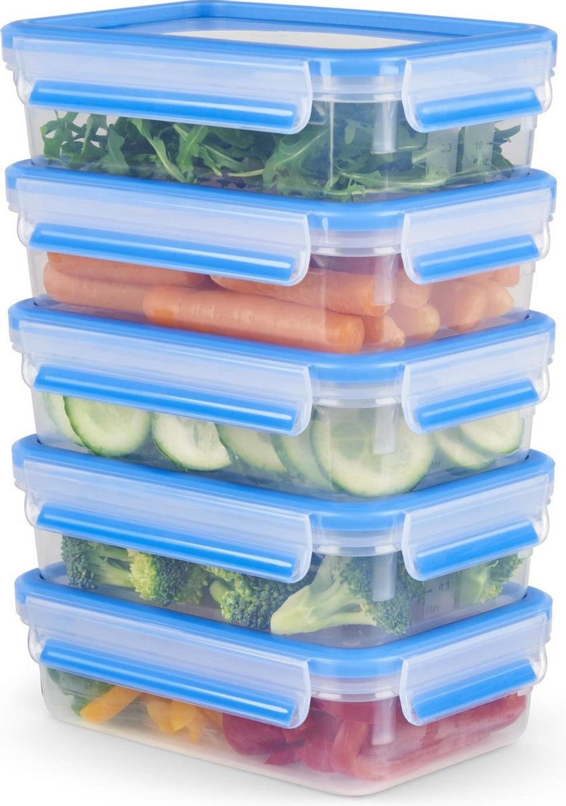 Juego de cajas de almacenamiento de alimentos Mealprep Masterseal Fresh n1030710 de Tefal - 5x 0,8 l - 100% a prueba de fugas - recipientes para alimentos - aptos para microondas
