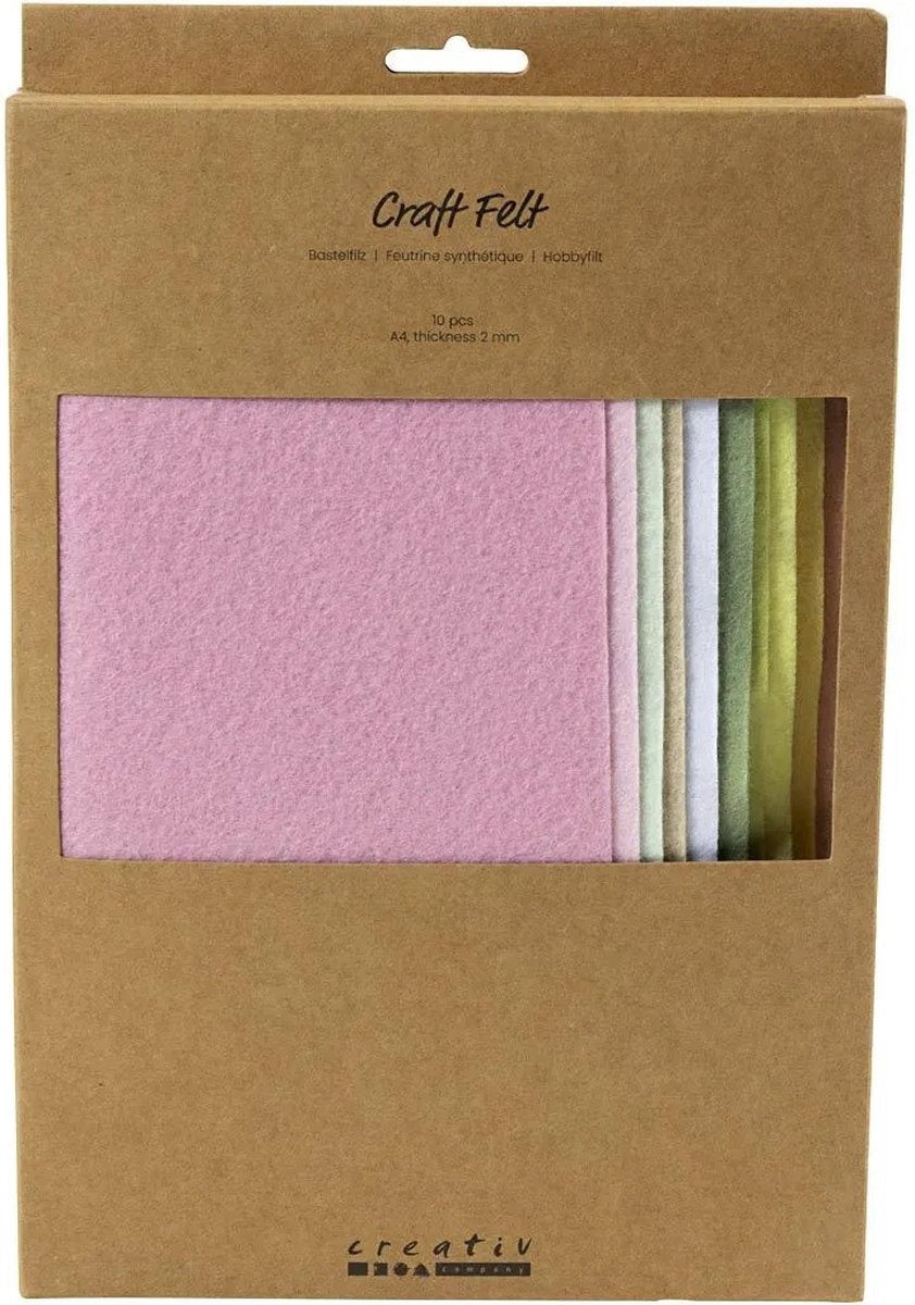 Creativ company hobbyvilt a4 dikte 2mm pastelkleuren - 10st.