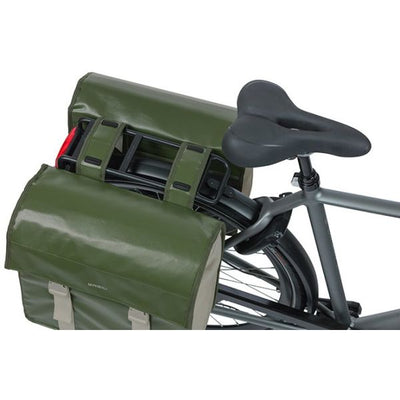 Boba de bicicleta doble de carga urbana de albahaca - poliéster de lona impermeable - arena verde - 48-53L