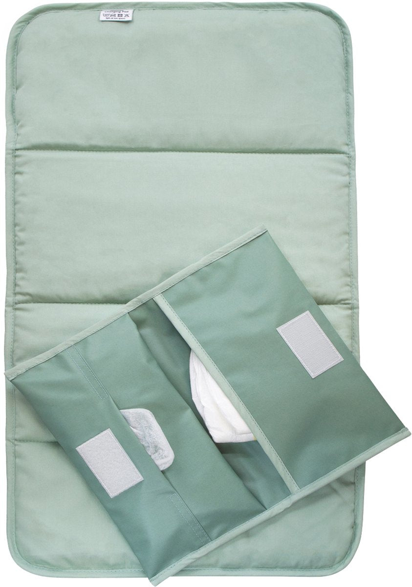 Kipkep set per la cura dei pannolini per bambini - fasciatoio lavabile e custodia per pannolini - impermeabile - verde chiaro, verde - sostenibile