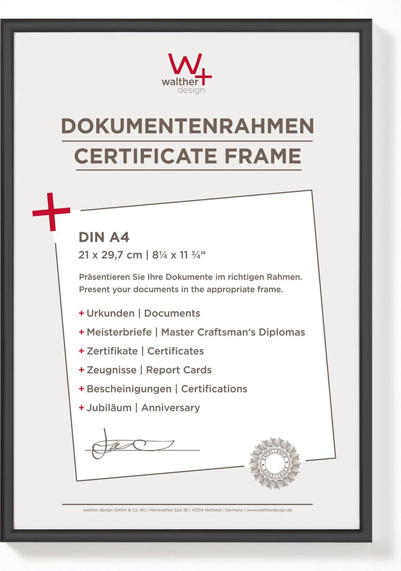 Walther nuovo stile di vita - cornice in plastica - formato foto 21x29,7 cm (din A4) - nero