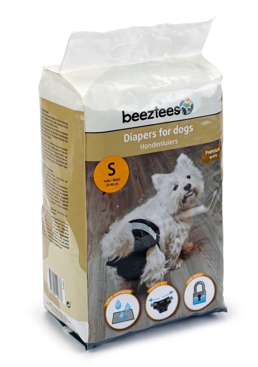 Pannolini per cani Beeztees s - pantaloni termici - neri - 20 pz
