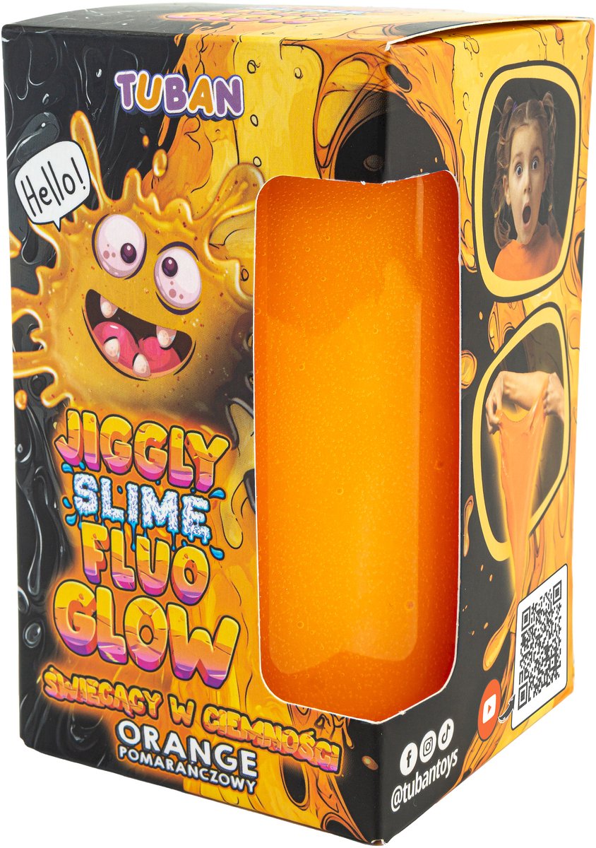 Tuban jiggly slime fluo Glow - arancione 430 g slime giocattolo.