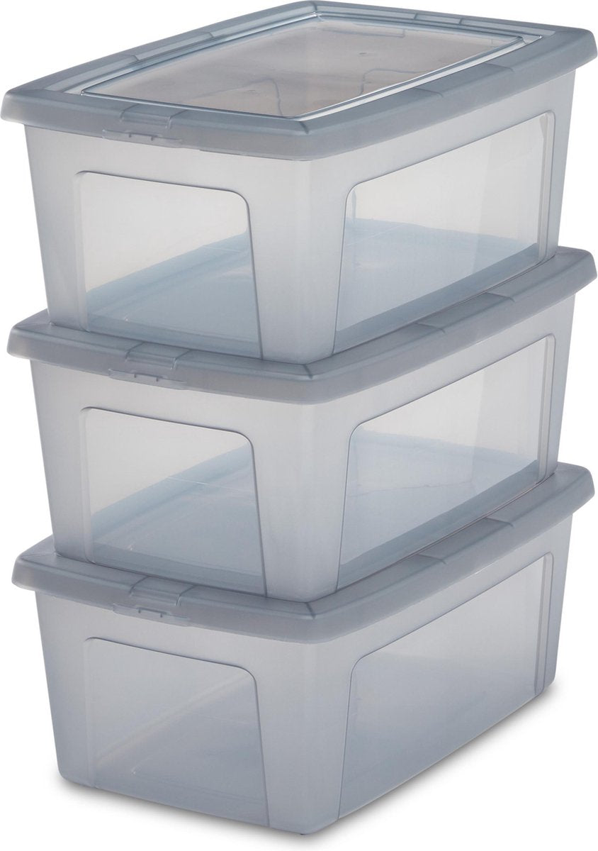 Scatola portaoggetti Iris Clearbox - 11 l - plastica - grigia - set di 3