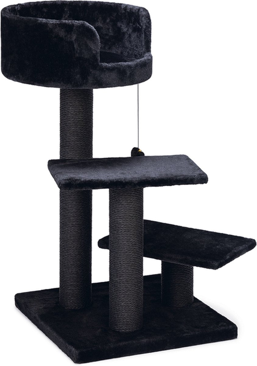 Tiragraffi Beeztees serpa figo - incl. corda con palla - 3 posti letto - nera - 50x50x92 cm