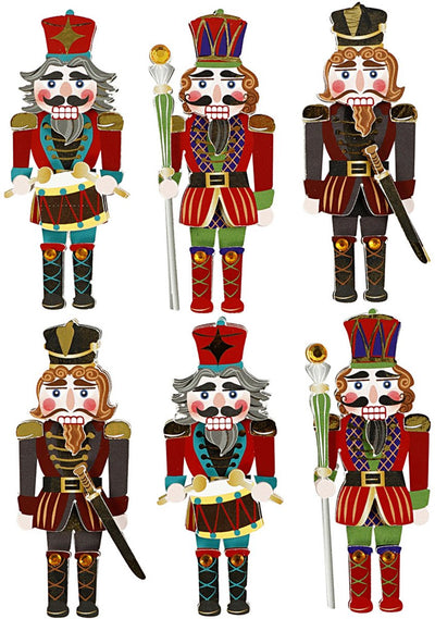 Creativ company 3d stickers - notenkraker - zelfklevende stickers - gelaagde scrapbooking stickers - knutselstickers voor kerst decoratie - creatieve plakstickers - 75mm - 6 stuks