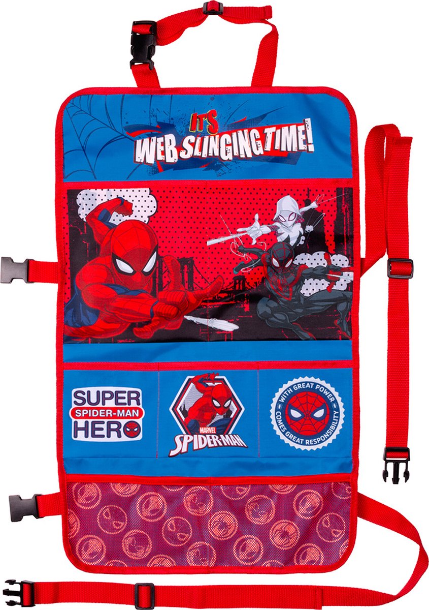 Marvel autostoel organizer spider-man junior 58 x 35 cm rood