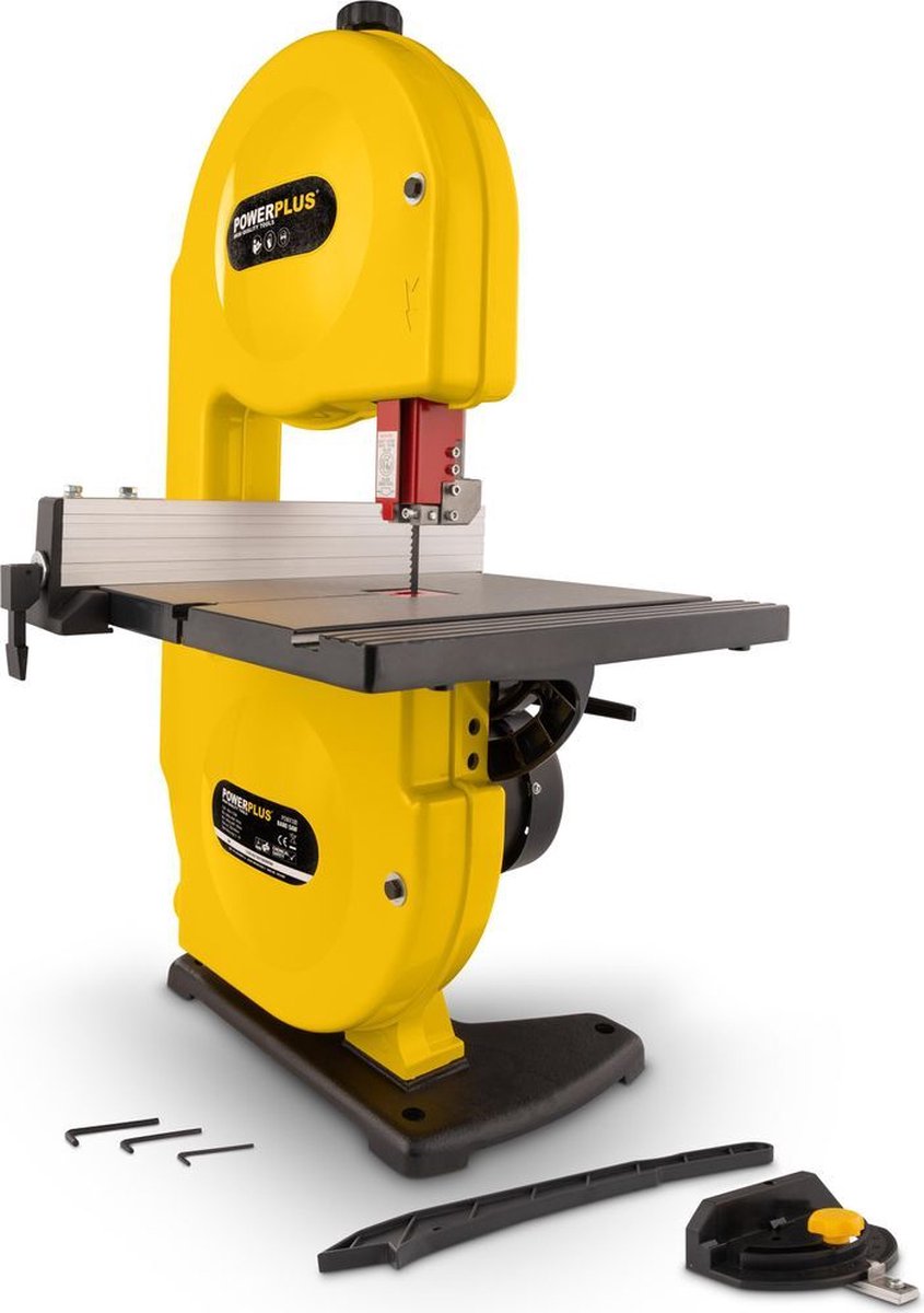 Powerplus elektrische lintzaag powx180 - 350w zaagmachine - 300x300mm tafel - parallelgeleider hoekgeleider - met 1 acc.