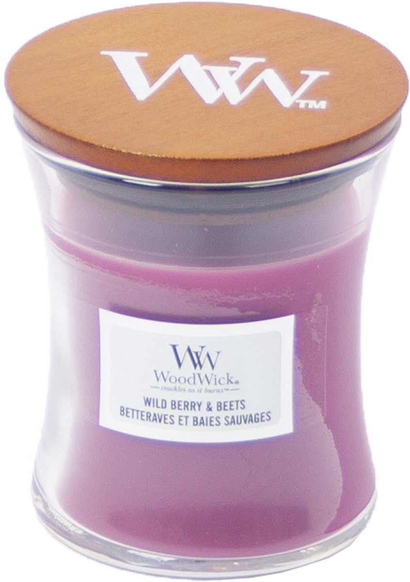 Vela perfumada Woodwick mini vela - remolacha de bayas silvestres - 20 horas de combustión - 85gr - 8 cm ø 7 cm