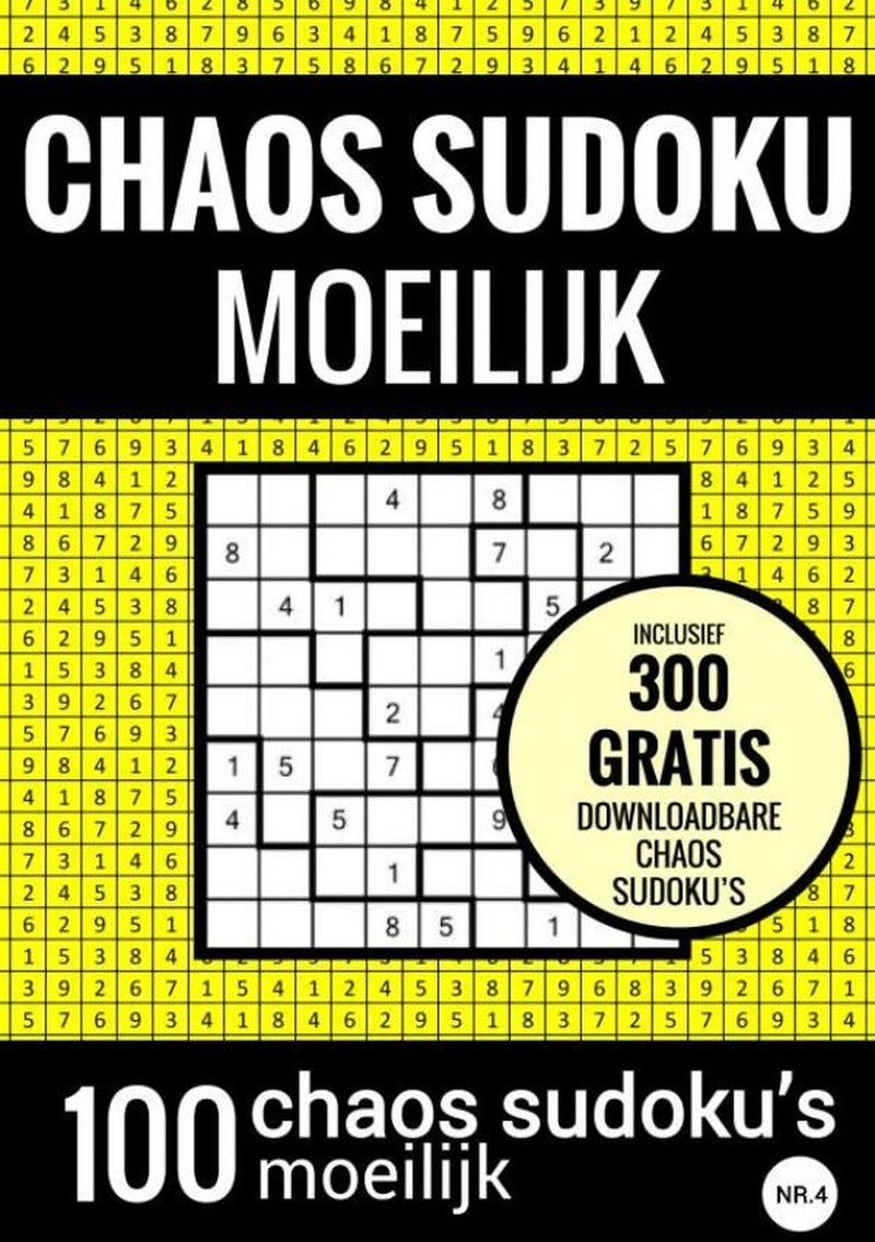 Choas sudoku sudoku difícil: caos sudoku - no. 4 - libro de acertijos con 100 acertijos difíciles para adultos y ancianos