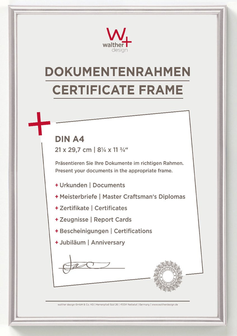 Walther galeria - cornice in plastica - misura foto 21x29,7 cm (din A4) - argento