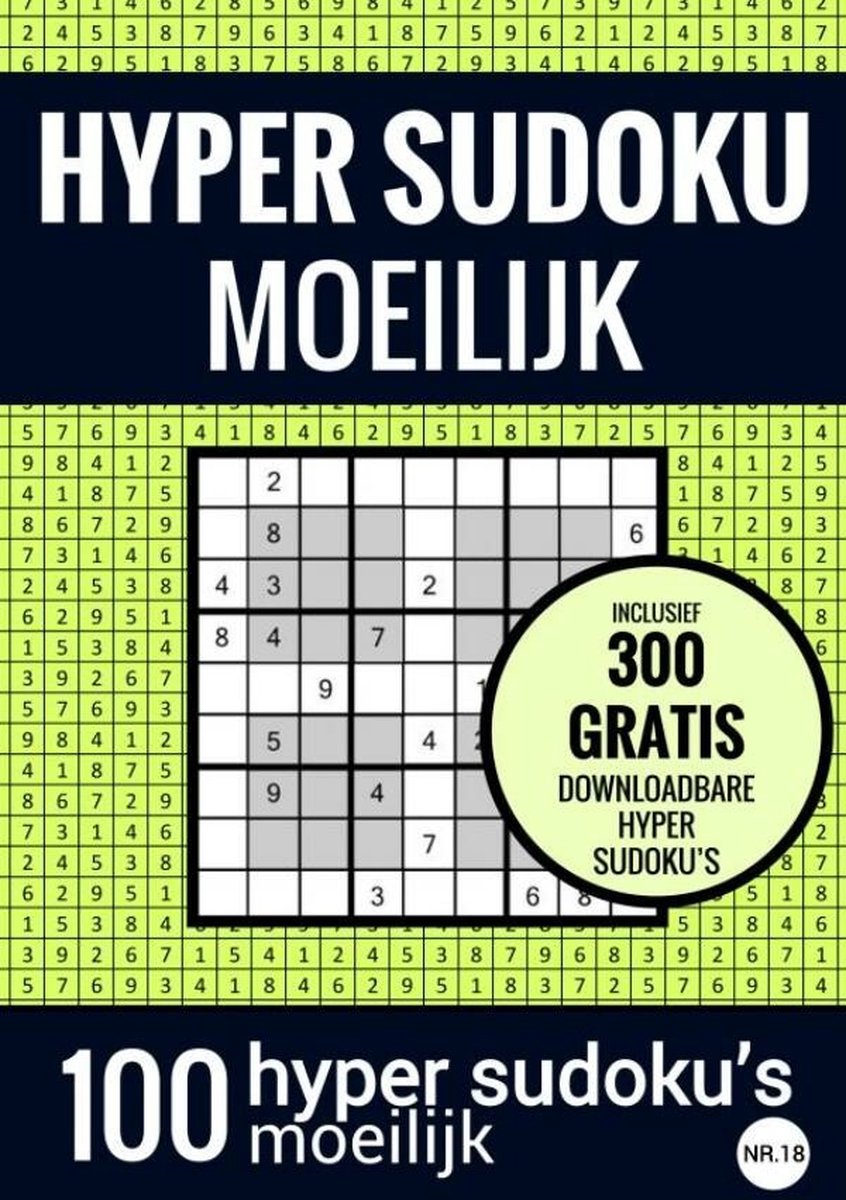 Sudoku iper sudoku difficile: - no. 18 - libro di puzzle con 100 enigmi difficili per adulti e anziani