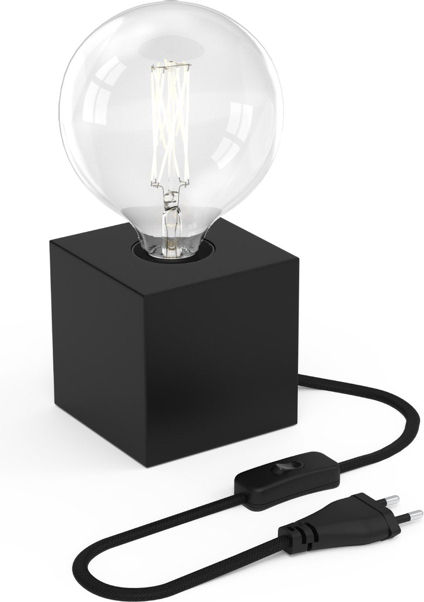 Lámpara de mesa Calex cuadrada - industrial - casquillo E27 - negro - excl. fuente de luz