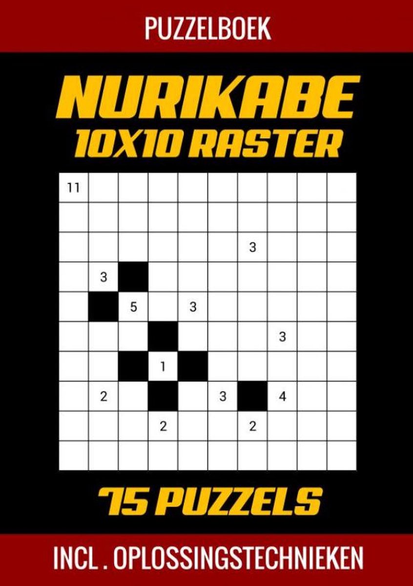 Nurikabe puzzelboek 10x10 raster - 75 puzzels - incl. oplossingstechnieken